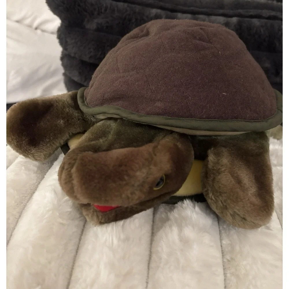 Vintage Folktails Folkmanis Furry Folk Green Turtle Plush Hand Puppet 8